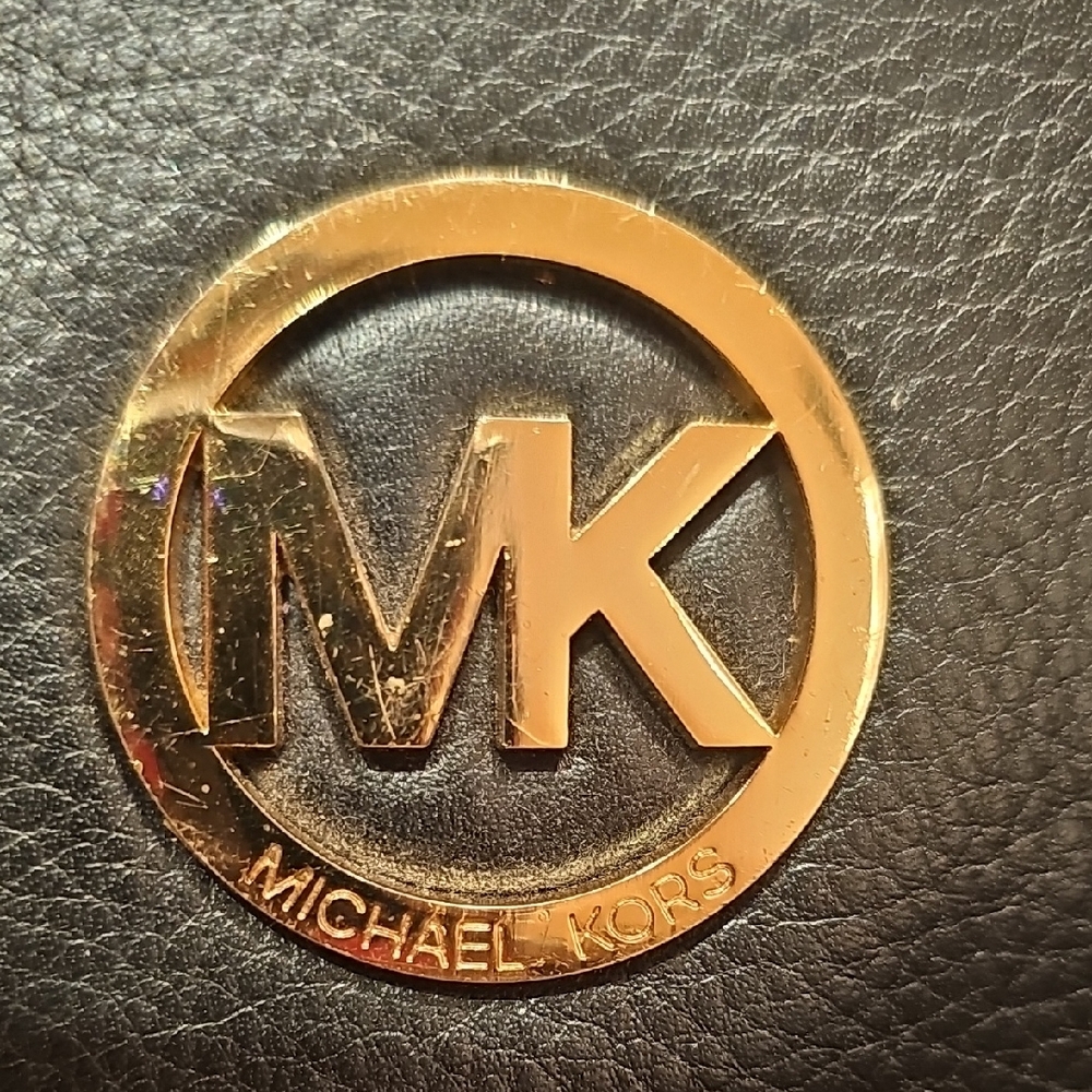 Michael Kors Black Leather Clutch with Gold Logo - Picture 7 of 7